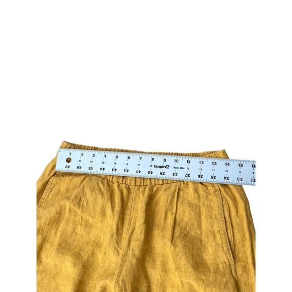Eileen Fisher Delave Lantern Pants Mustard Cropped Wide-Leg Linen, Size XS - Picture 7 of 9